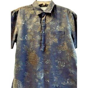 BONOBOS Hawaiian Pineapples  Purple Grey Slim Fit Short Sleeve Sport Shirt  MED